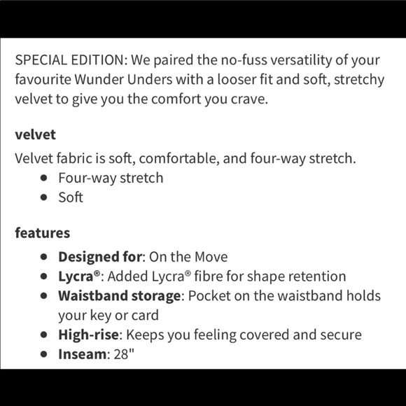 NWT Lululemon Wunder Lounge HR 28” *V - Picture 8 of 8